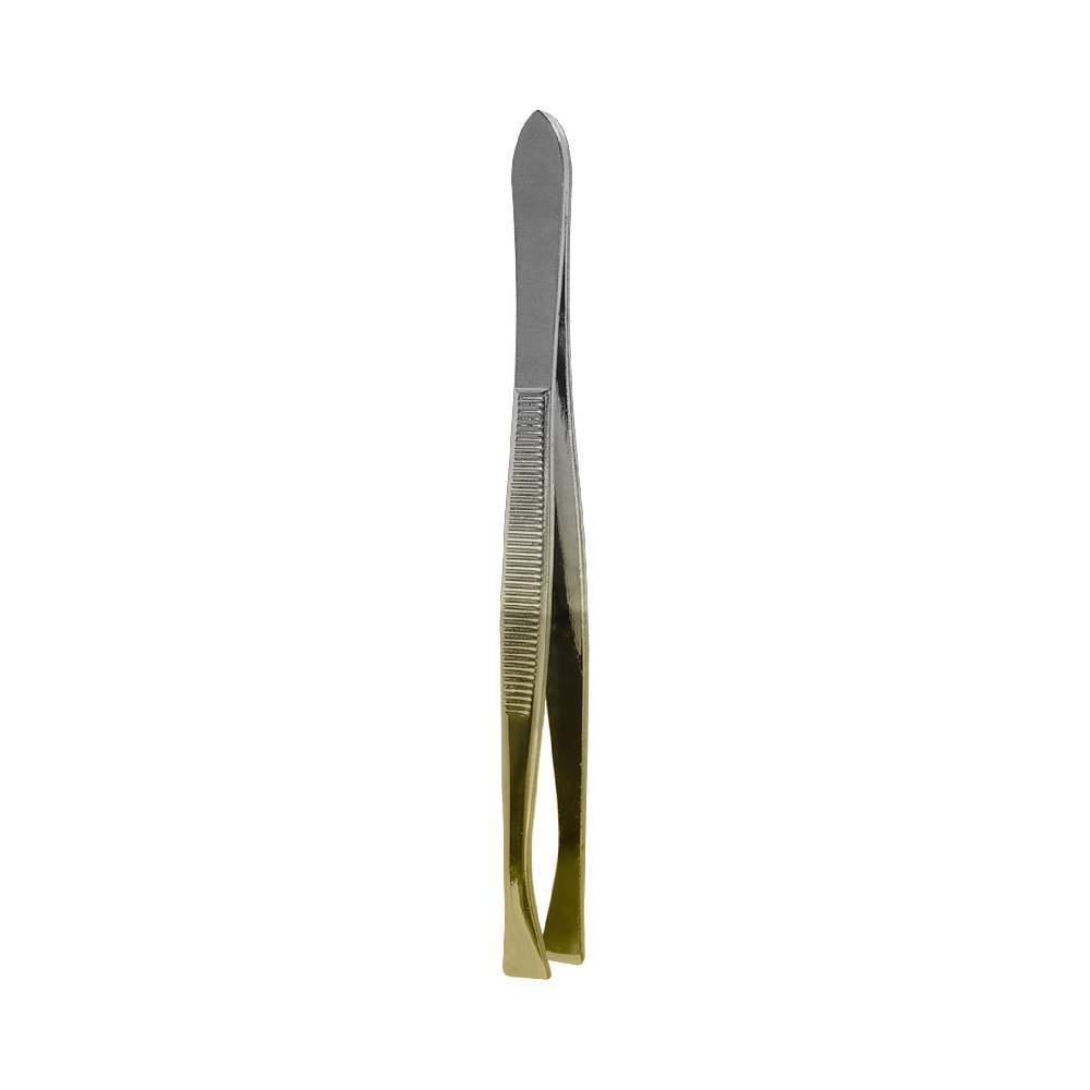 J00042 PINZA ANCHA PTA DORADA ACERO INOXIDABLE